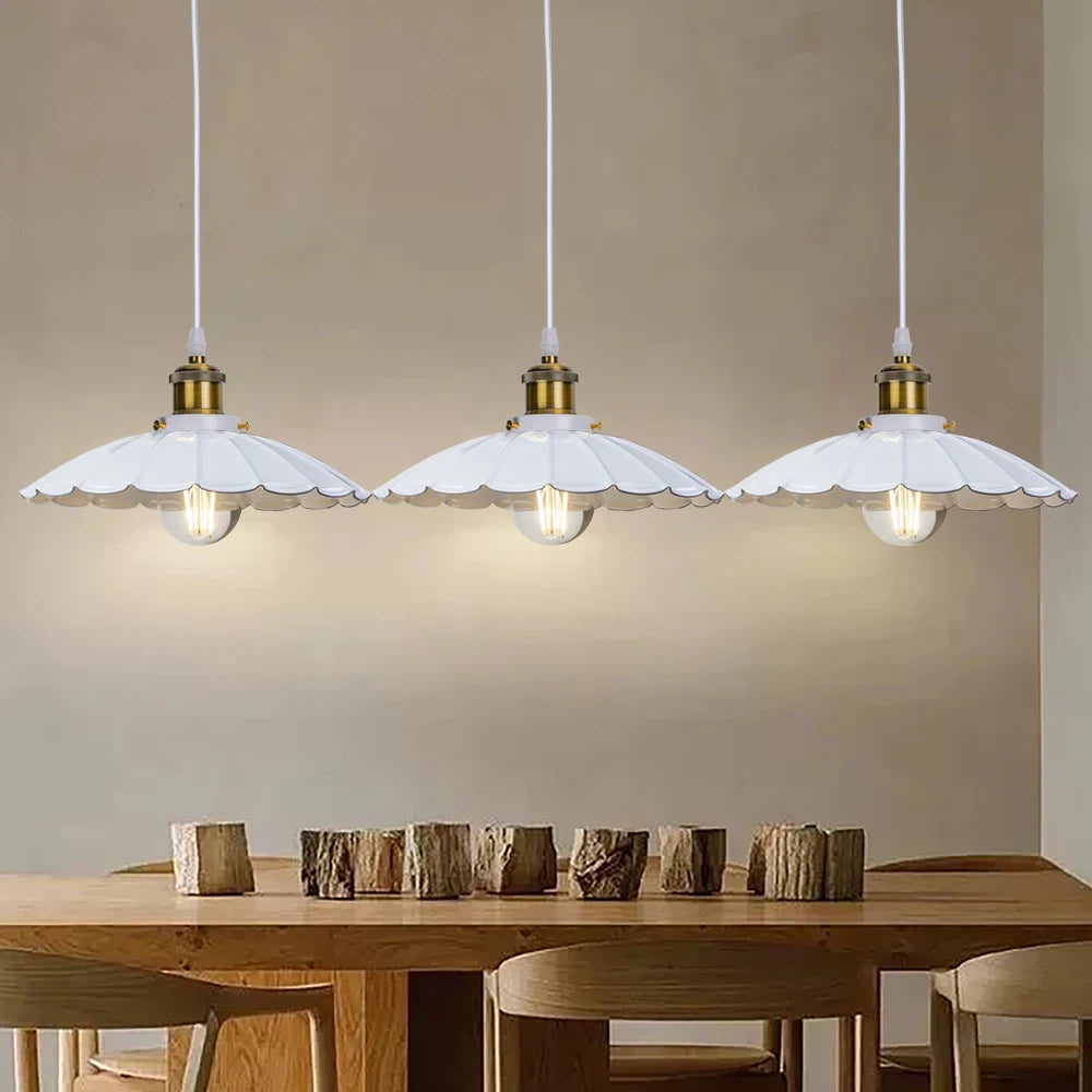 lampe suspendue vintage blanc doré émail brillante chambre salon étude