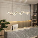 suspension lumineuse moderne élégante blanc translucide doré texture ondulée brillante led 100cm 120cm 150cm