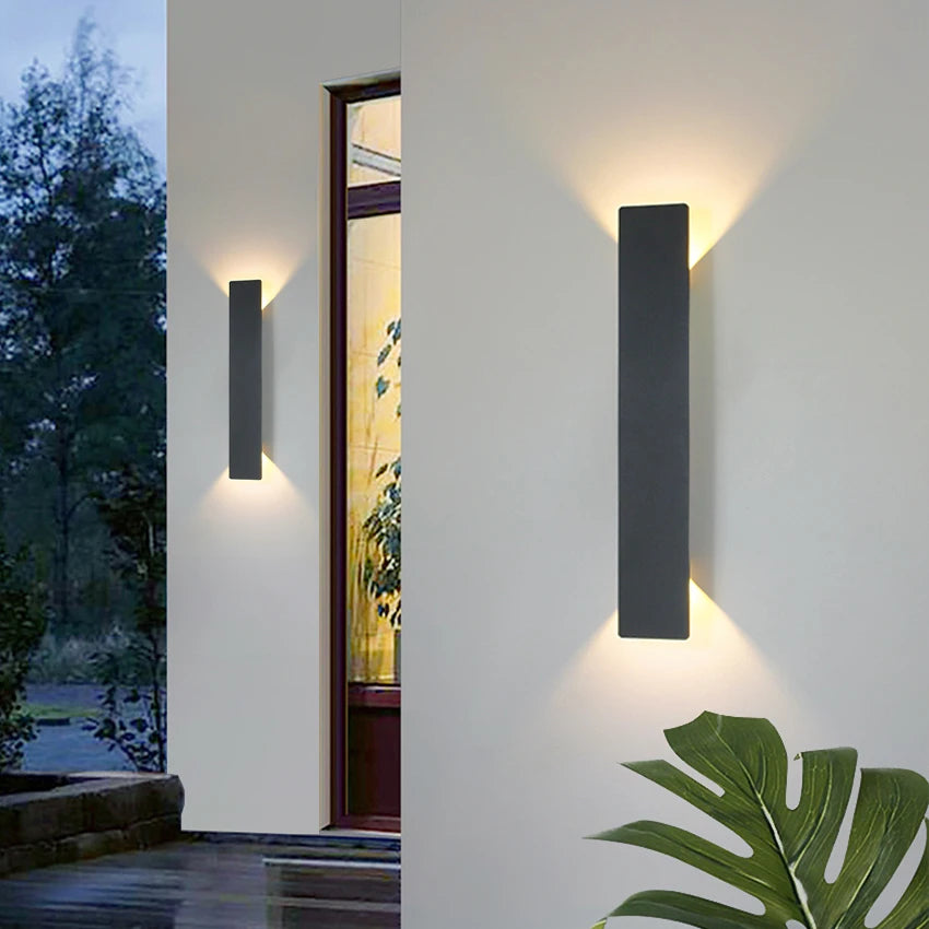 applique murale moderne led ip65 18w 41cm 24w 61cm noir aluminium
