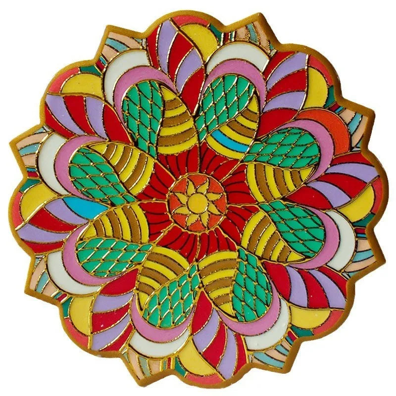 coasters céramique mandala floral antidérapants multicolores protecteurs tables résistants chaleur