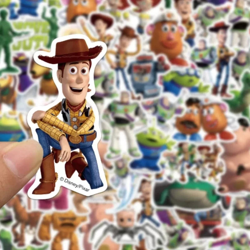 sticker autocollant toy story buzz lightyear woody personnages animation cartoon plastique imperméable bricolage téléphone