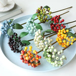 Bouquet artificiel baies rouge bleu vert feuilles naturel intérieur extérieur 30CM