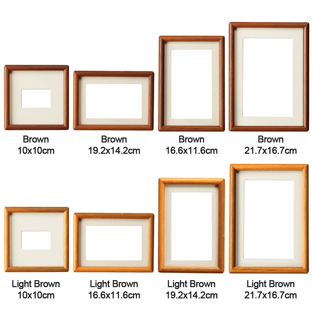 cadres photo bois rustique marron tailles diverses fond blanc opaques