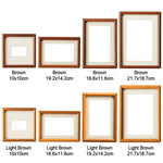 cadres photo bois rustique marron tailles diverses fond blanc opaques