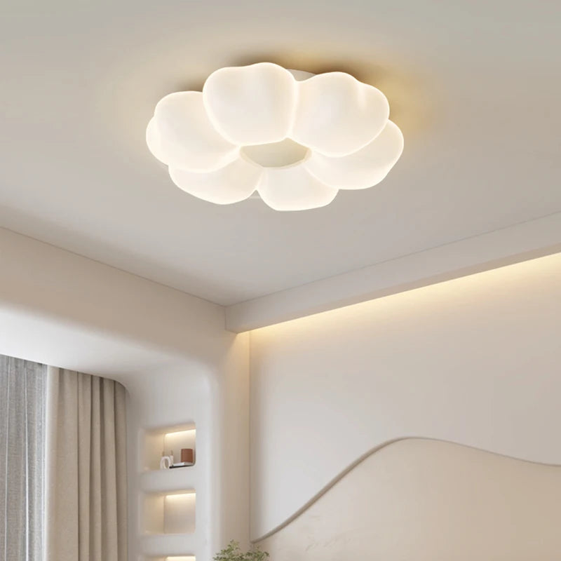 plafonnier led moderne blanc forme pétale chambre opacité fixations invisible