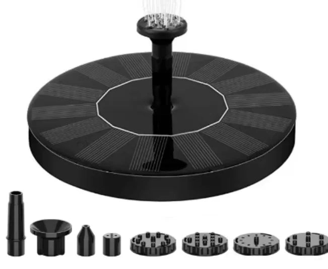 fontaine solaire moderne noire cellules photovoltaïques quatre têtes pompe diffuseur batterie amovible rechargeableextérieur