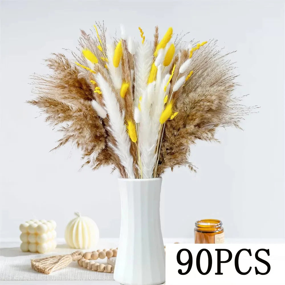 décoration maison bouquet fleurs séchées pampas bunny tail naturel rustique anniversaire mariage