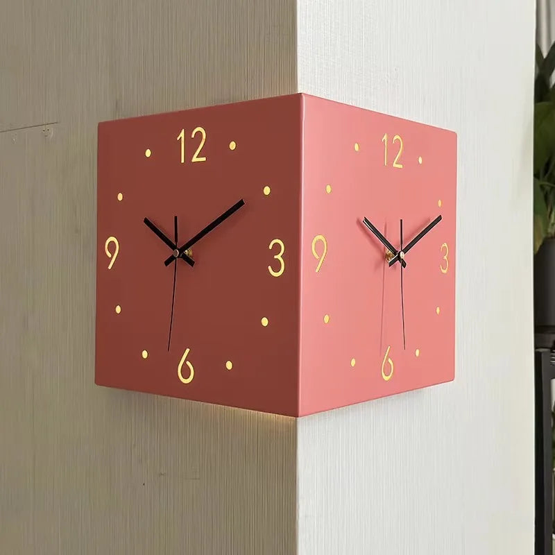 horloge murale double face moderne carrée aiguille numérique éclairée minimaliste