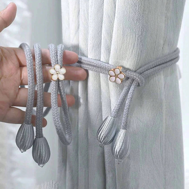ruban rideaux blanc tissé noeuds décoratifs classique élégant anneau métallique decoration maison