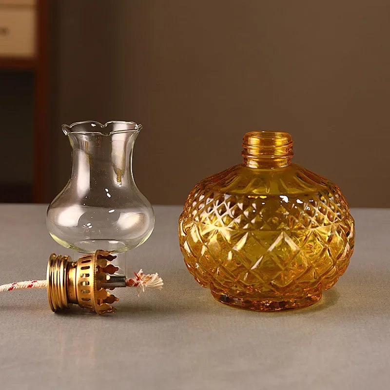 lampe huile transparent ancienne diamant rouge ambre verte bleue vintage maison décorationintérieur