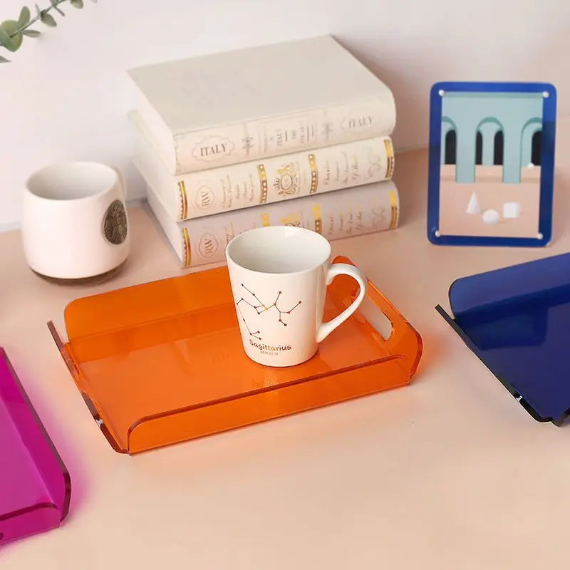 plateau moderne transparent orange bleu vert violet marron réutilisable respectueux environnement