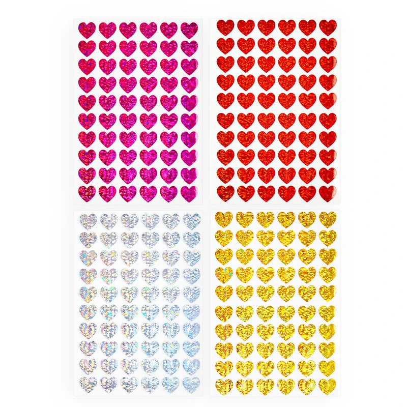 sticker forme cœur glitter rouge doré argenté adhésif décoration agenda st valentin festif brilanten