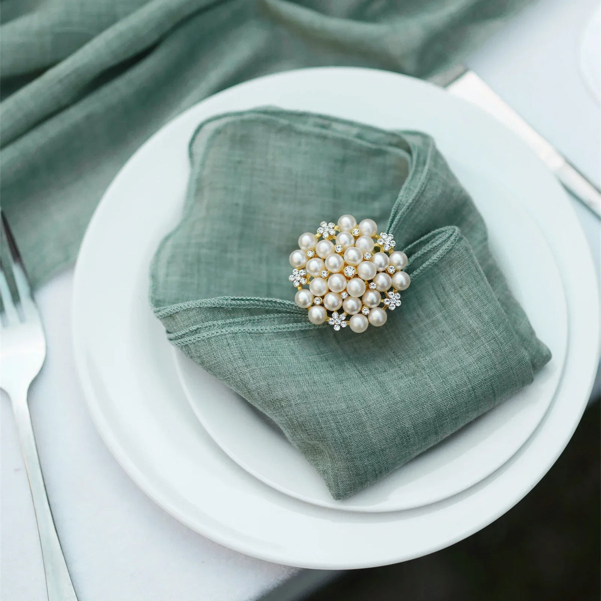 serviettes table bleu rose vert texture lin naturelle classique rustique bord effiloché