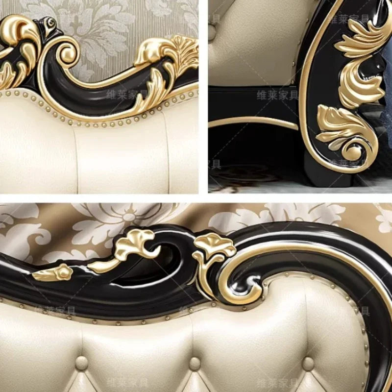 lit double bois classique beige doré tête lit tuftée chambre
