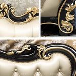 lit double bois classique beige doré tête lit tuftée chambre