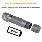 lampe torche led gris métallisé modes ipx4 étanche anti dérapante moderne compact bandeau ajustable