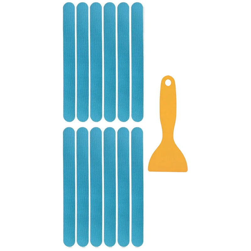 bandes antidérapantes adhésives sécurité salle bain motifs géométriques modernes scraper blanc noir bleu