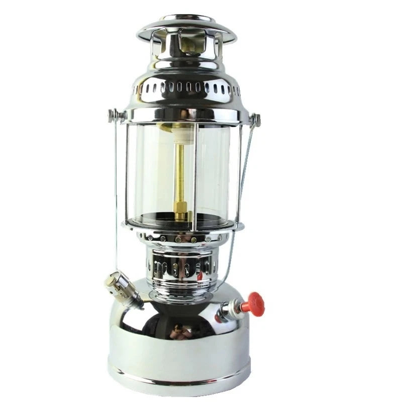 lampe essence portable camping extérieur pêche incandescente verre transparent classique argenté outils plein air