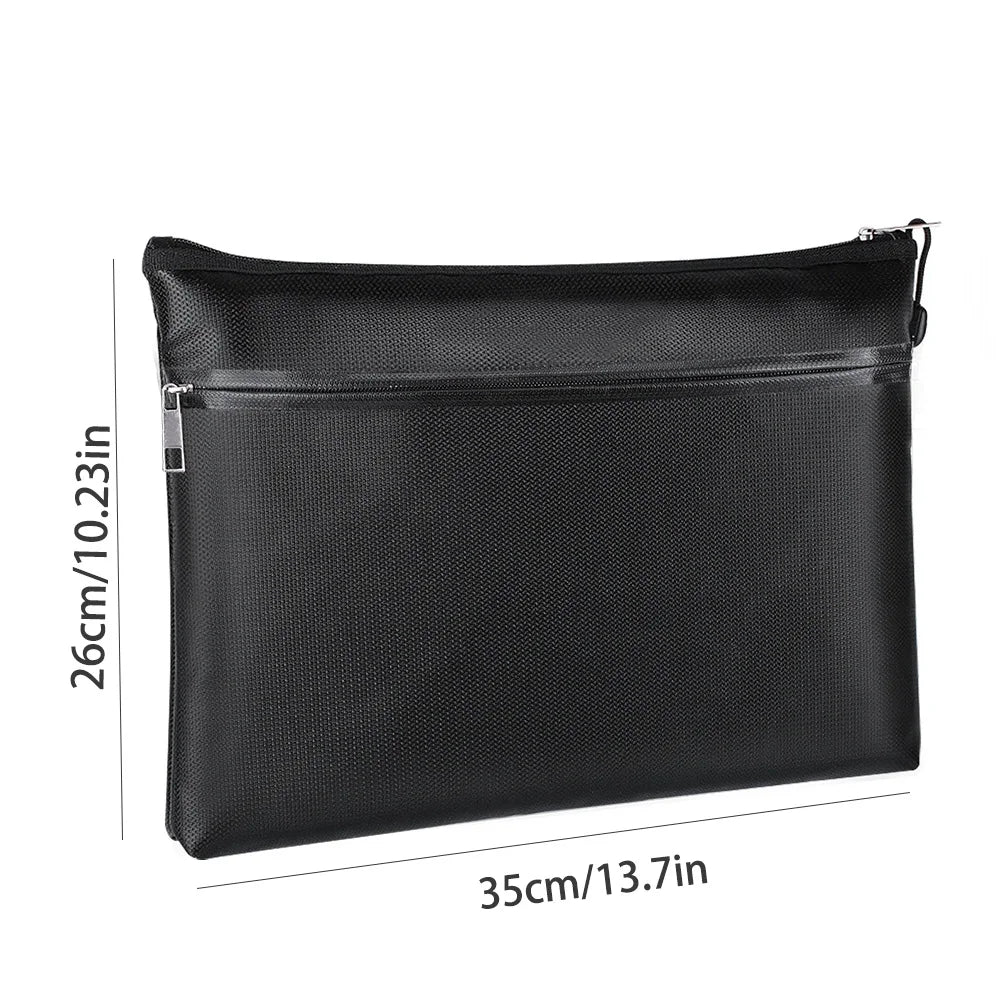 sac zippé rectangulaire noir tissu texturé multifonctionnel pliable moderne utilitaire documents papier smartphone