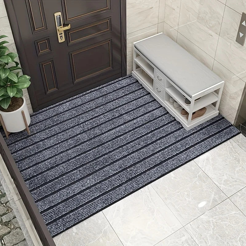 tapis sol antidérapant imperméable résistant corrossion antibactéries rayées moderne gris noir