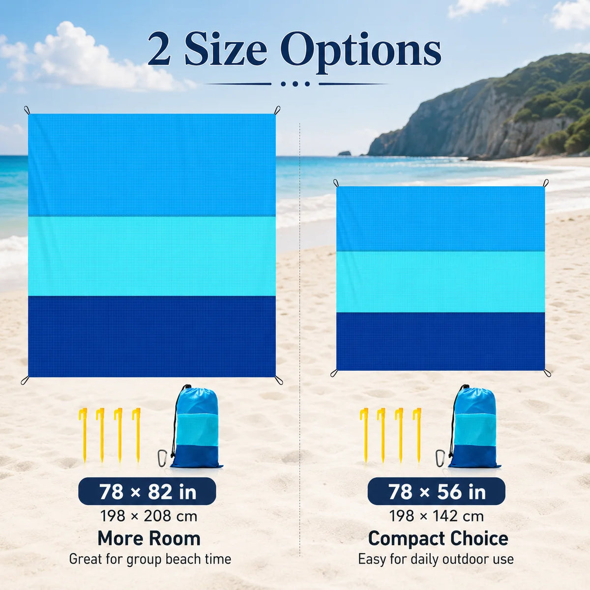 serviette plage bleue moderne sac rangement imperméable grande taille portable