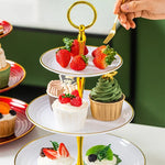 support desserts étages transparent moderne gâteaux fruits fourchettes dorées anniversaire mariage