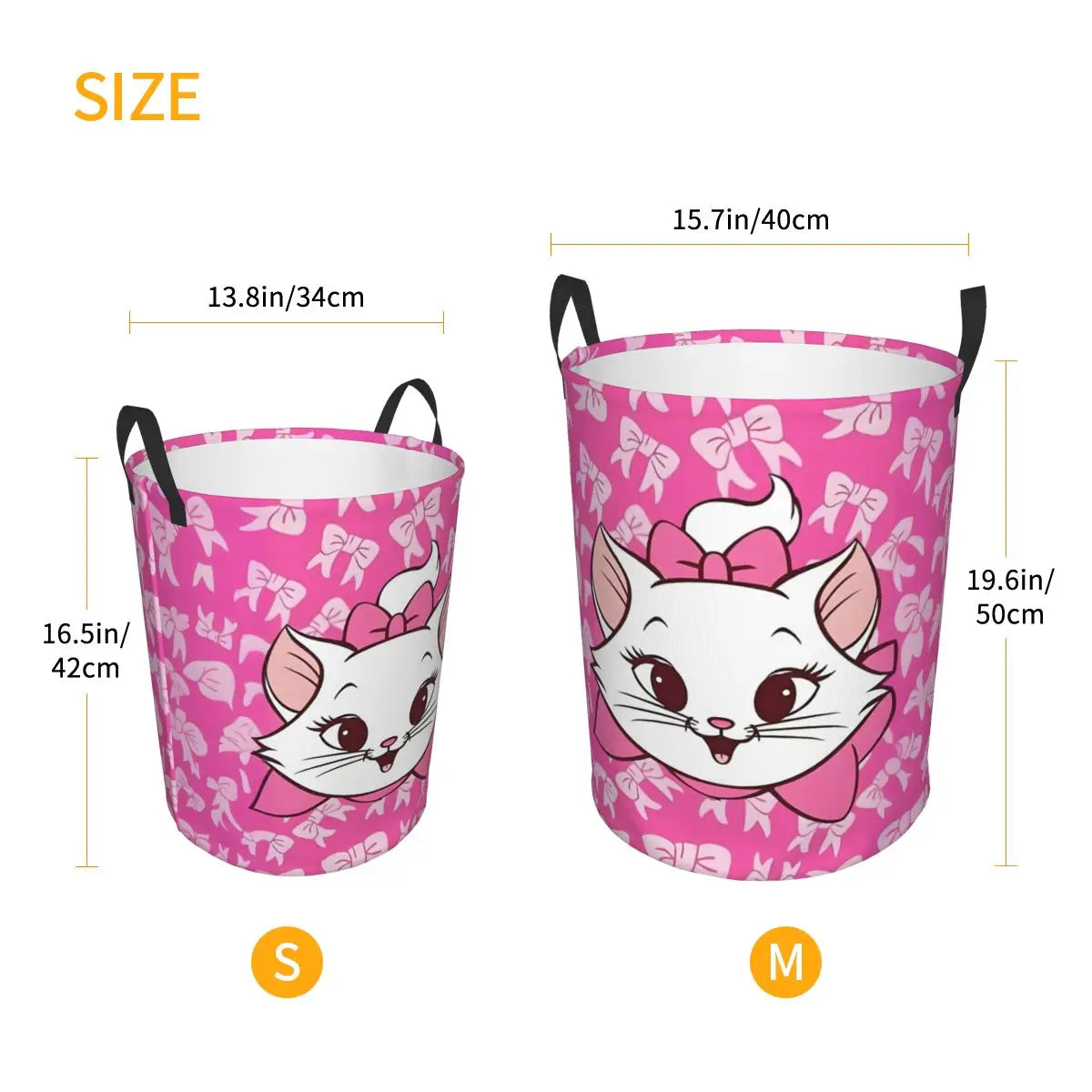 panier rangement pliable motif chat rose blanc linge jouets enfant coton