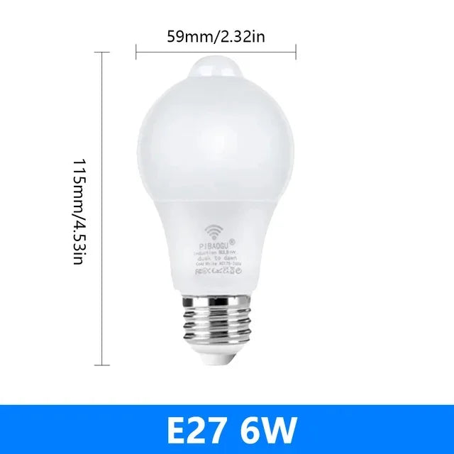 ampoule led e27 détecteur mouvement blanc moderne 12w 15w 18w 20w 6w 9w