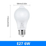 ampoule led e27 détecteur mouvement blanc moderne 12w 15w 18w 20w 6w 9w