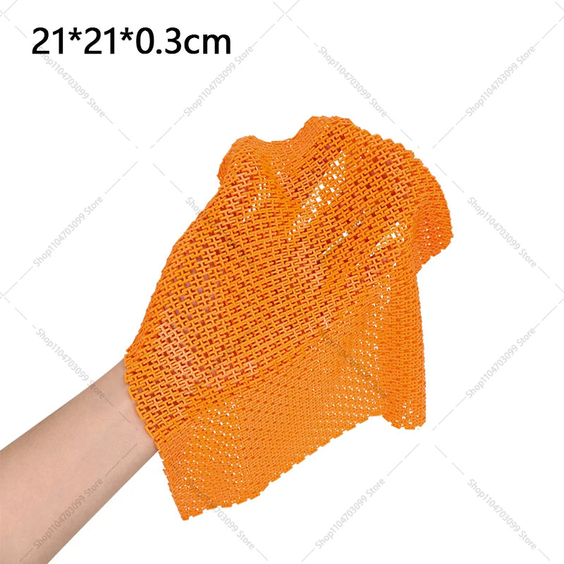 serviette tissée motif géométrique moderne couleurs bleu clair vert beige orange rose