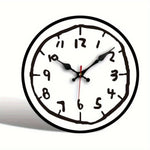 horloge murale numérique 30cm dessins animés minimaliste couleur noire blanche rouge