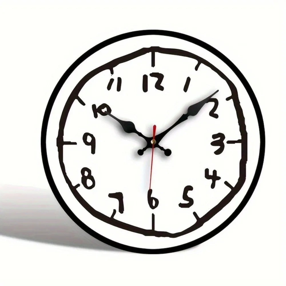 horloge murale numérique 30cm dessins animés minimaliste couleur noire blanche rouge