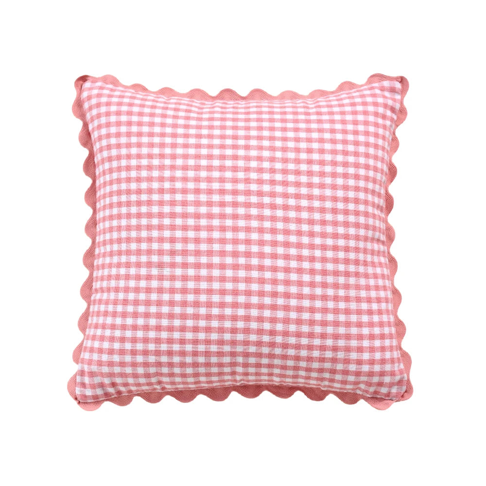 taies d'oreiller carreaux douces moderne confortables lit maison couleurs vert jaune rose orange beige