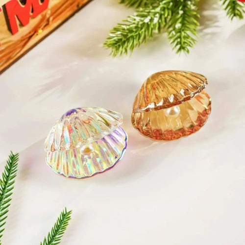 coquille bijou transparente multicolore moderne élégante rayée brillante artisanale attrape soleil 3d ornement cristal