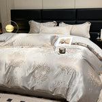 Détail du tissu jacquard de la parure de lit