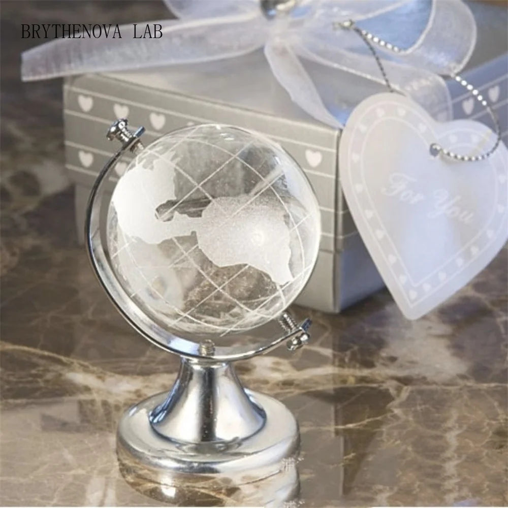 globe terrestre transparent relief gravé support métallique doré argenté élégant décoration pedagogique enfants collection