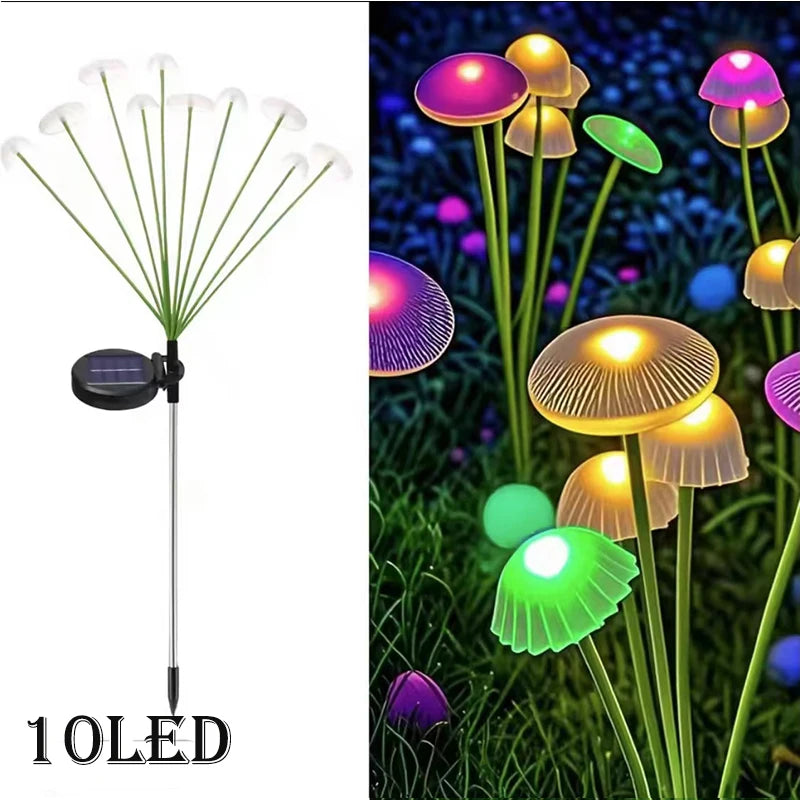 lampe solaire extérieure champignon vert blanc moderne decoration patio jardin led autoinstallation ip65 abs