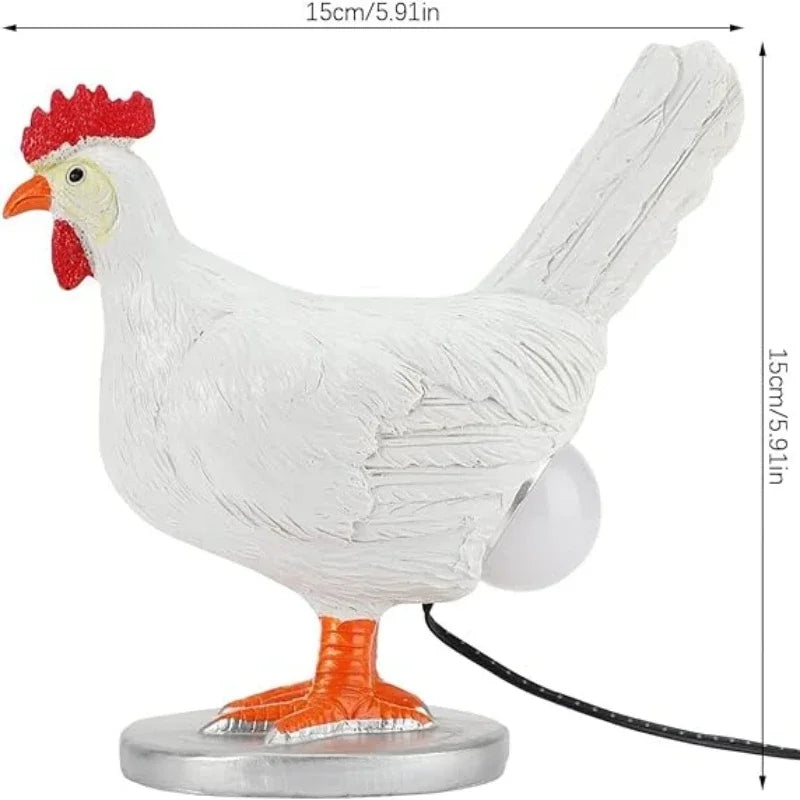 lampe décorative moderne poule blanc rouge détails sculptés chambre coucher