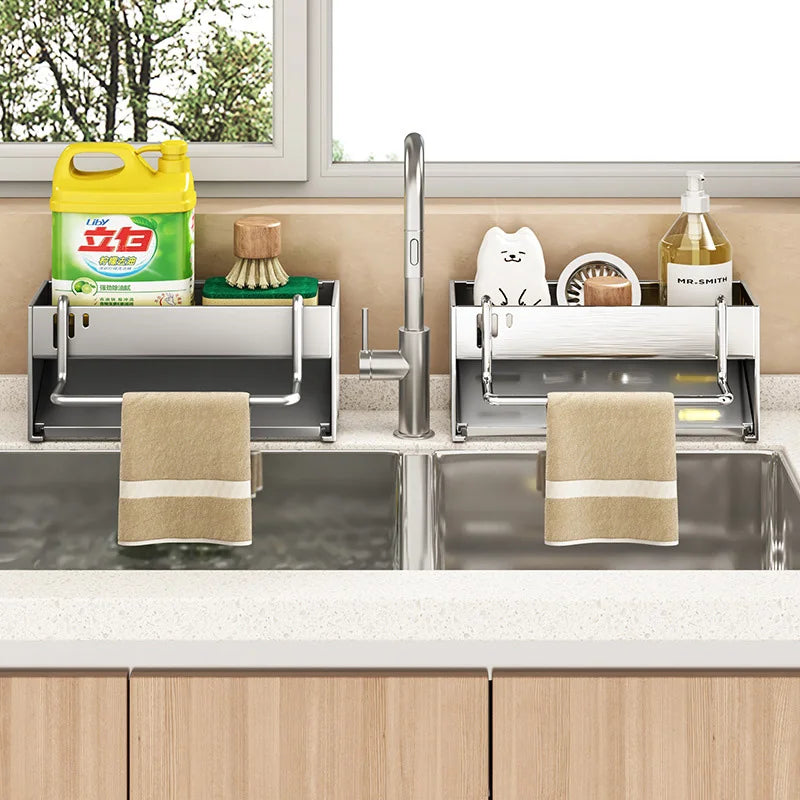 étagère cuisine moderne multifonctionnelle argentée lisse clips fixation minimaliste