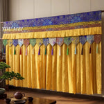 rideau decoratif tissu motifs floraux geometriques couleurs vives suspension tassons decoratifs nappe asiatique traditionnelle