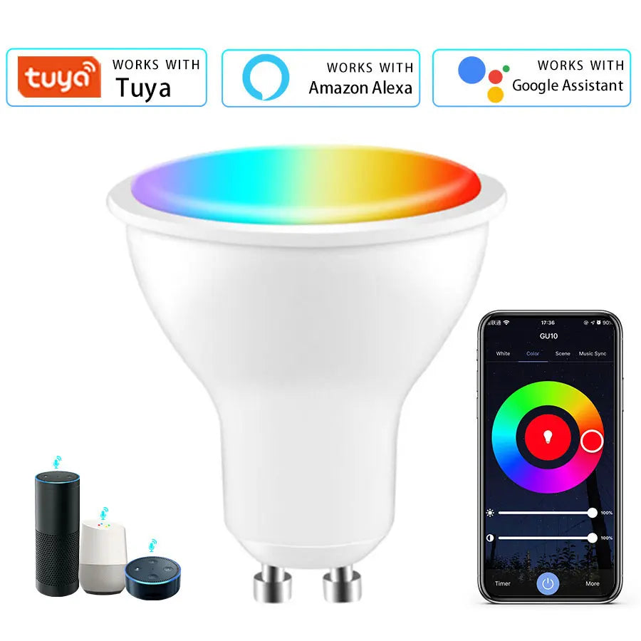 ampoule led gu10 wifi blanc moderne contrôle app alexa google