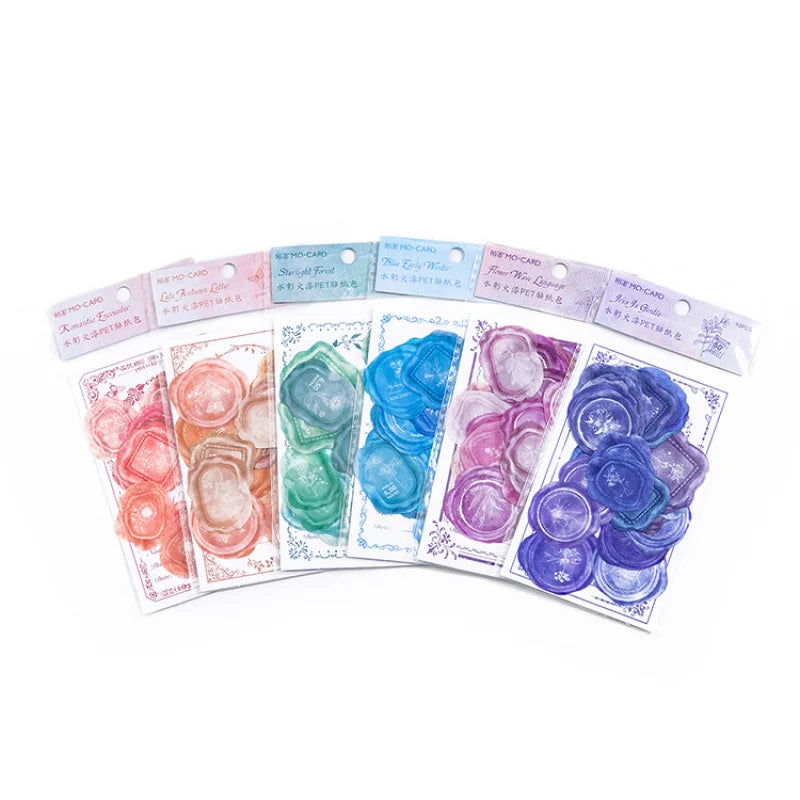 timbres sel multicolores motifs floraux géométriques vintage romantique adhésifs étiquettes paquets