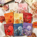 autocollants fleurs artificielles bleu blanc rouge vintage élégants détails floraux brillants dorés scrapbooking bricolage