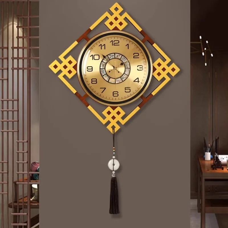 horloge murale or noir motif géométrique tissu classique tassel moderne