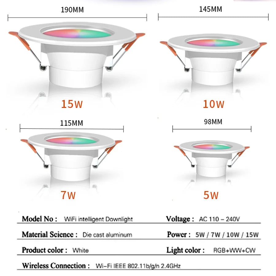 spot led intelligent blanc moderne éclairage translucide commande wifi bluetooth alexa google