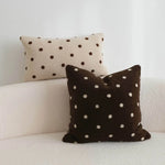 taies d'oreiller modernes beige brodées points blancs coton polyester 45x45cm