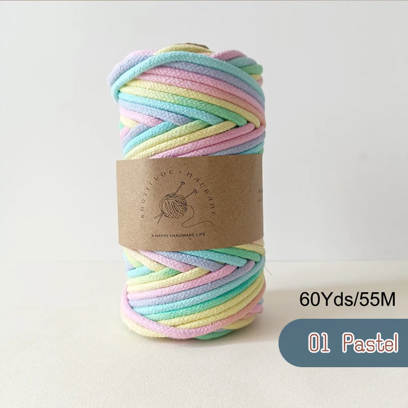 corde tressée macramé pastel haute ténacité 100% coton créative boucle métallique écologique artisanale