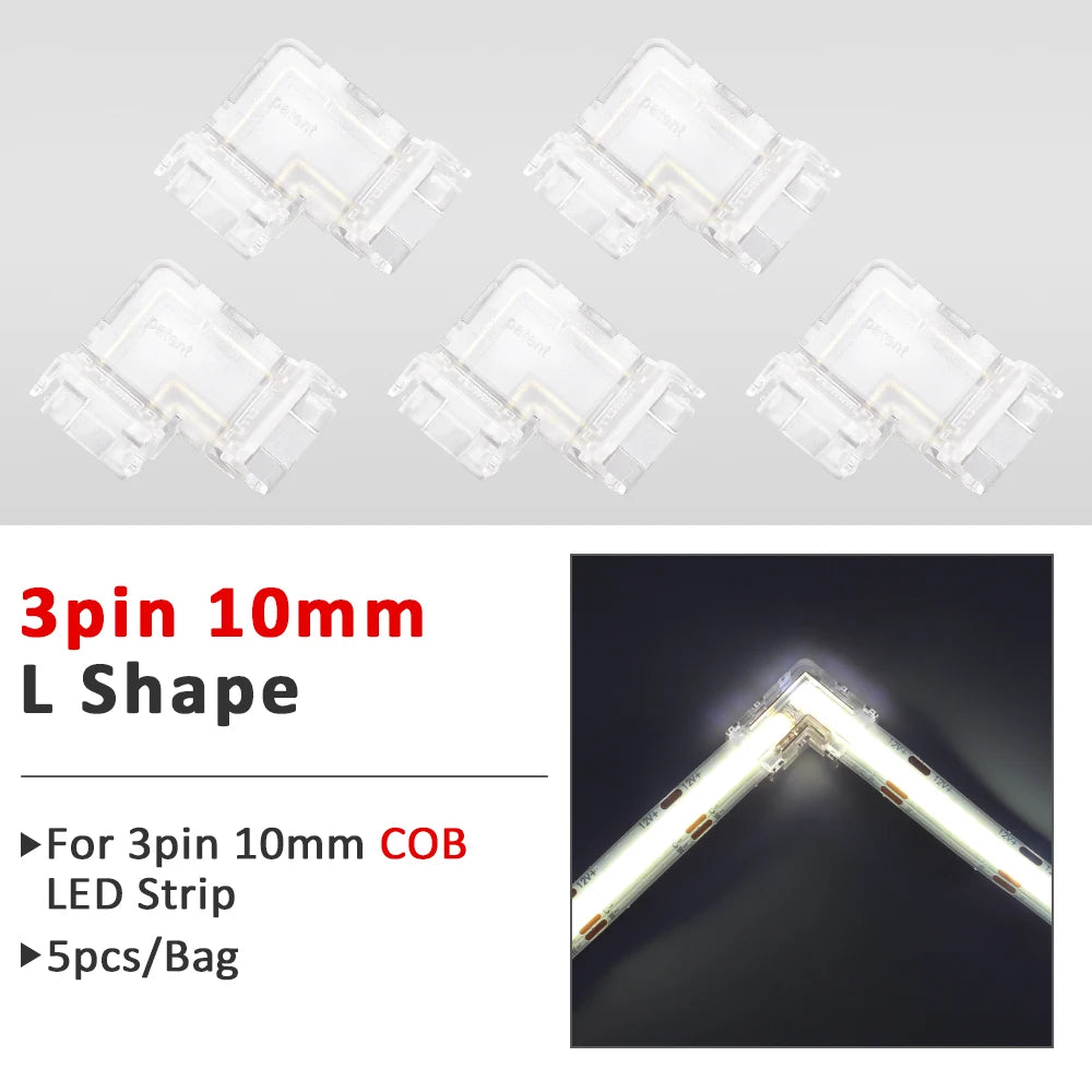 connecteurs ruban led cob smd transparent modernes adhésifs 5mm 8mm 10mm(rgb cct)