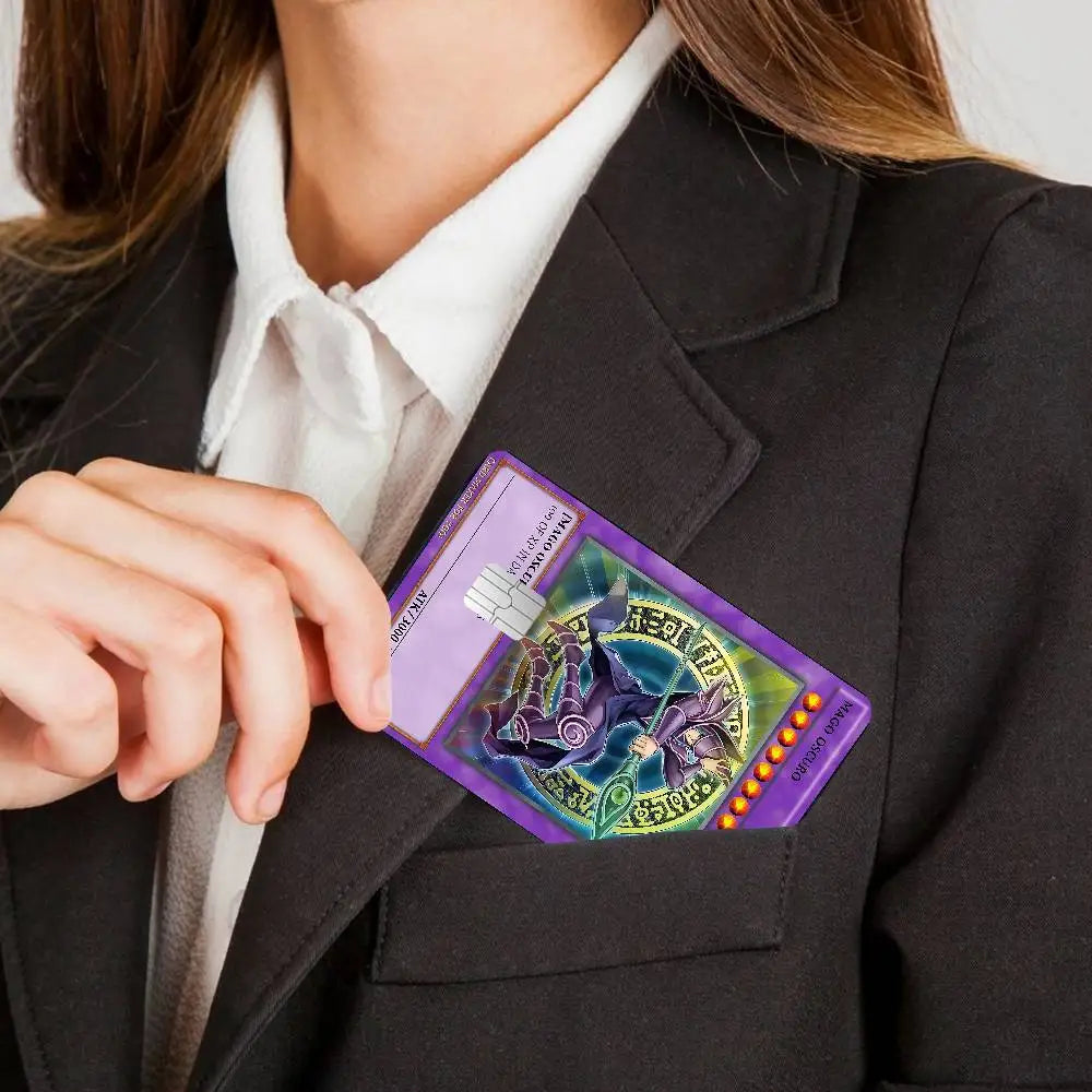 cartes jeu yu gi oh monster stickers adhésifs waterproof credit debit carte violet vert