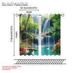 rideau vert bleu blanc moderne cascades arbres fleurs oiseaux opaques deux pièces polyester